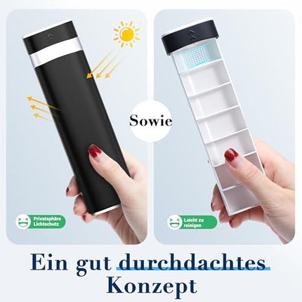 7 dienu tablešu kastīte, Betife BPA nesaturoša ikdienas tablešu kastīte, nedēļas ceļojumu zāļu kastīte, vitamīnu, medikamentu, tablešu kastīte, tablešu organizators lietošanai ceļā (melns)