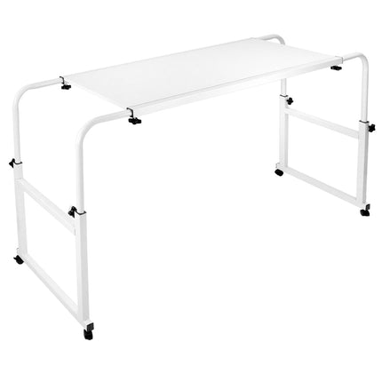 QWORK® Augstumā un platumā regulējams galdiņš virs gultas uz ritentiņiem, sānu galdiņš gultai, ideāli piemērots mājām un birojam, daudzfunkcionāls kā sānu galdiņš, naktsgaldiņš, rakstāmgalds