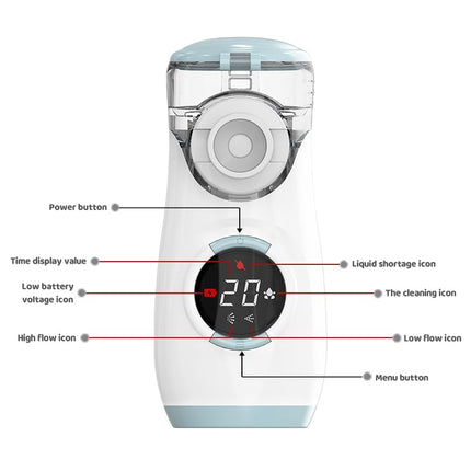 HITHINKMED inhalators pieaugušajiem un bērniem, uzlādējams inhalators ar atpakaļskaitīšanas taimeri un automātisku tīrīšanas funkciju efektīvai inhalācijai mājās un ceļojumos