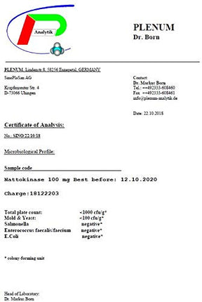 Nattokināze 100mg vienā kapsulā 20 000 FU | vegāns | bez K1 un K2 vitamīna | bez mikrokristāliskās celulozes un magnija stearāta | 120 kapsulas