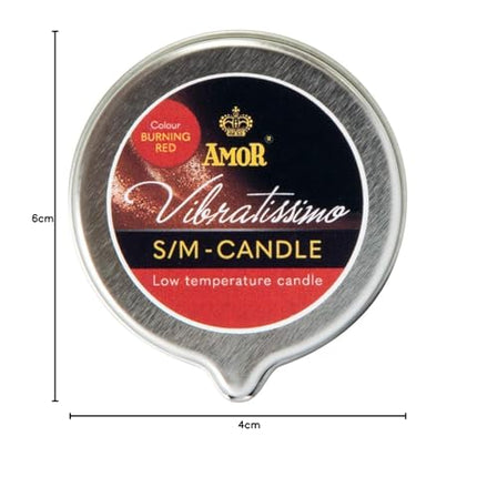 VIBRATISSIMO S/M svece, degoša sarkana, 50 ml | Zema temperatūra sarkanā krāsā | Augstas kvalitātes sveču vasks bez smaržas | Pilināšanas svece erotiskām spēlēm | Romantiska masāžas svece pāriem | Vaska svece