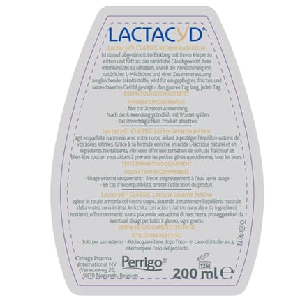 Lactacyd® Classic intīmās higiēnas mazgāšanas losjons – Ar pielāgotu pH līmeni un dabīgu L-pienskābi – Klīniski pārbaudīts un apstiprināts – 200 ml