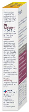 tetesept Glucosamine 1200 - 1 x 30 tabletes - uztura bagātinātājs ar glikozamīnu un lielām D3 vitamīna un C vitamīna devām - veseliem kauliem un skrimšļiem (uztura bagātinātājs)