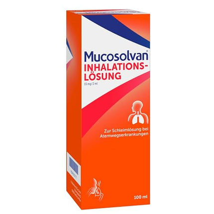 MUCOSOLVAN® inhalācijas šķīdums 2 x 100 ml - gļotu šķīdums inhalācijām klepus gadījumā: Atšķaida gļotas, atvieglo klepu un attīra bronhus