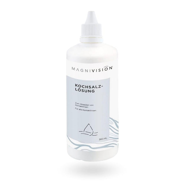 MAGNIVISION sāls šķīdums, 100 ml (ceļojuma izmērs). Sāls šķīdums kontaktlēcām, mīksto un cieto kontaktlēcu skalošanai, bez borāta, ražots Eiropā.