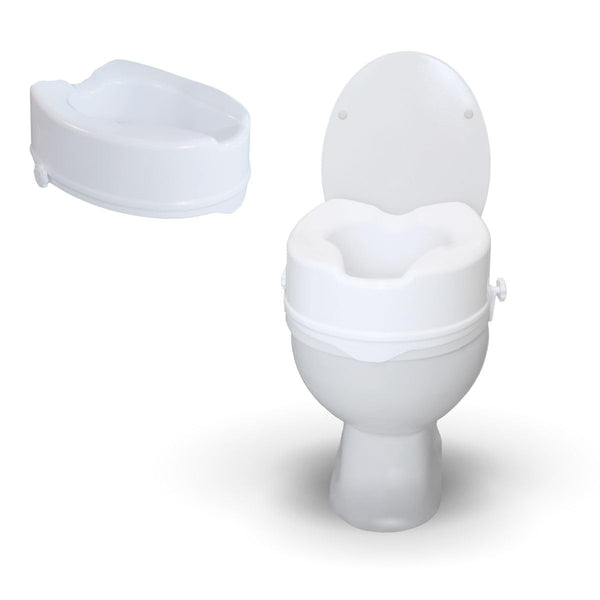 Mobiclinic®, paaugstināts tualetes sēdeklis, 14 cm, titāns, Eiropas zīmols, paaugstināts tualetes sēdeklis, tualetes sēdeklis senioriem, tualetes palīgierīces, īpaši stabils, balts