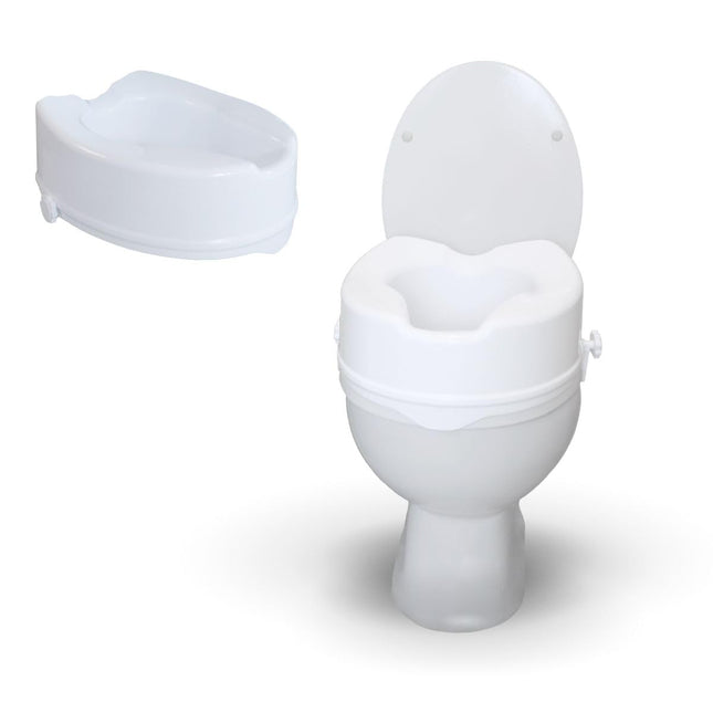 Mobiclinic®, paaugstināts tualetes sēdeklis, 14 cm, titāns, Eiropas zīmols, paaugstināts tualetes sēdeklis, tualetes sēdeklis senioriem, tualetes palīgierīces, īpaši stabils, balts