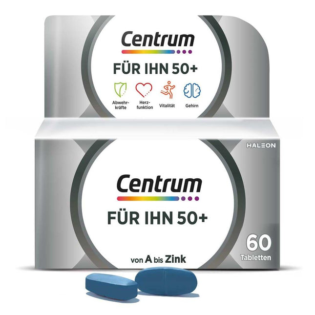 Centrum For Him 50+, 30 tabletes - augstas kvalitātes uztura bagātinātājs, kas īpaši paredzēts vīriešiem, kas vecāki par 50 gadiem, lai nodrošinātu pilnvērtīgu ikdienas mikroelementu piegādi - Iepakojums var atšķirties