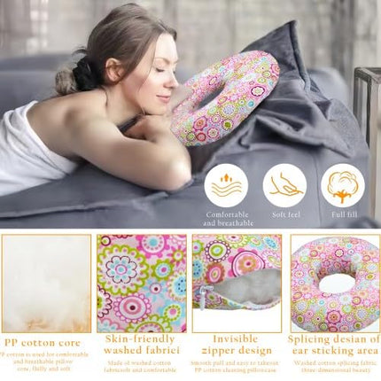 Elitekran donutu spilvens ar caurumu, pīrsinga spilvens gulētājiem uz sāniem, pīrsinga spilvens ausu pīrsingam apaļš, donutu spilvens pret ausu sāpēm, apaļš kokvilnas pīrsinga spilvens