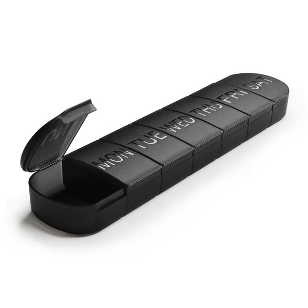 FHORAIN 7 dienu tablešu kaste, liela zāļu kaste, tablešu organizators, BPA nesaturoša pārnēsājama tablešu kaste zivju eļļai, medikamentiem, vitamīniem un uztura bagātinātājiem (melna)