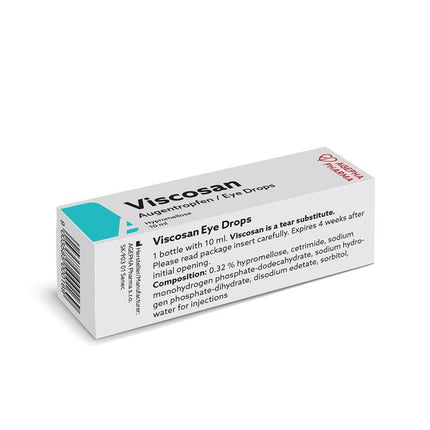 Viscosan acu pilieni ar hipromelozi - sausām, pietūkušām, nogurušām un dedzinošām acīm - ātra un ilgstoša atvieglojuma sajūta (1x10ml)