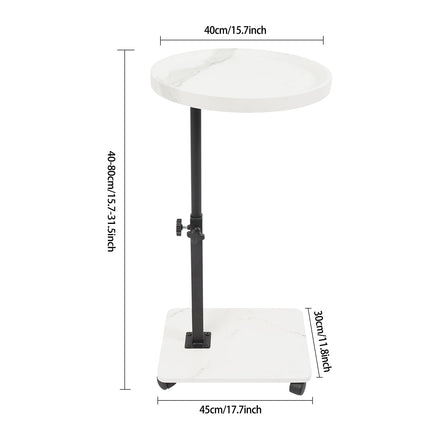 Sindipanda sānu galdiņš ar riteņiem - 40 cm - pārvietojams sānu galdiņš, 360° rotējošs augšējais guļamistabas sānu galdiņš gultai un dīvānam, divstāvu uzglabāšanas vieta, 40-80 cm regulējams augstums