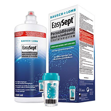 Bausch + Lomb EasySept peroksīda šķīdums mīksto kontaktlēcu tīrīšanai, bez konservantiem, ar trauku, 1 x 360 ml