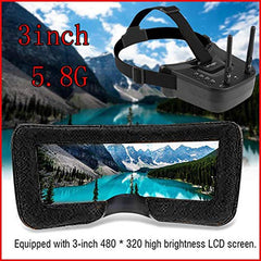 Skolas laika FPV drona aizsargbrilles, pārnēsājamas mazjaudas FPV aizsargbrilles ar automātisko meklēšanu 480 * 320 displejs 5,8 g iebūvēts 3,7 V 1200 mAh akumulators modeļa lidmašīnas detaļām lietošanai ārpus telpām