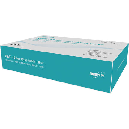 EUROPAPA® 10x koronavīrusa pašpārbaudes tests Covid-19 antigēna tests SARS-CoV-2 eksprestests pašpārbaudei testa kasete parauga uztriepes antigēna ekstrakts individuāli iepakots