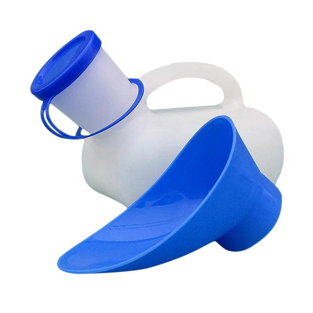Pisuāra pudele sievietēm un vīriešiem, 1000 ml pārnēsājama avārijas pisuāra tualete ar rokturi, ceļojumu kempings, āra automašīnas ceļojums, mobilā tualete vīriešiem/sievietēm/bērniem