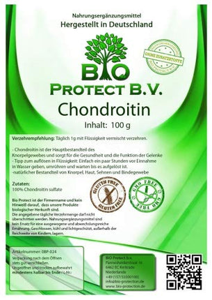 Hondroitīna pulveris 100 g paciņā - ievada cena - 100% bez pildvielām un piedevām - augstākās kvalitātes hondroitīna sulfāts no Bio Protect BV, vienmēr bez magnija stearātiem