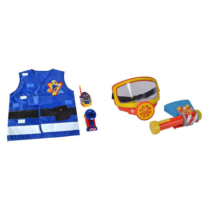 Simba 109252477 - Ugunsdzēsēja Sema kostīms, bērniem no 3 gadu vecuma, rācija un lukturītis &amp; 109252476 - Ugunsdzēsēja Sema skābekļa maska ​​ugunsdzēsējiem