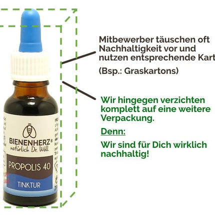 Dr. Wöll® propolisa tinktūra 40% - 20ml | Pipete | 100% dabīgs | Koncentrāts | tikai 1–3 pilieni vienā lietošanas reizē | pārbaudīts uz kaitīgām vielām | biškopis Dr. Wöll izmērs 20 ml