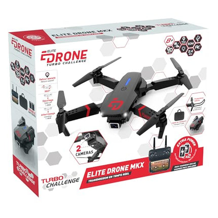 TURBO IZAICINĀJUMS - Elite Drone MKX - Drons - 400318 - Lidaparāts - Melns - 2 uzlādējamas baterijas - Plastmasa - Dāvana - Dzimšanas diena - Gaismas - Video - Vecums 8+