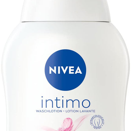 NIVEA Intimo Wash Lotion Sensitive (250 ml), intīmās zonas mazgāšanas gels ar pienskābi, kumelīšu ekstraktu un pantenolu, intīmās zonas mazgāšanas losjons jutīgai ādai