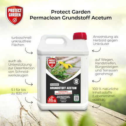 PROTECT GARDEN Permaclean bāze Acetum, turbo ātra nezāļu iznīcināšana no celiņiem, laukumiem un terasēm, 5 litru tvertne
