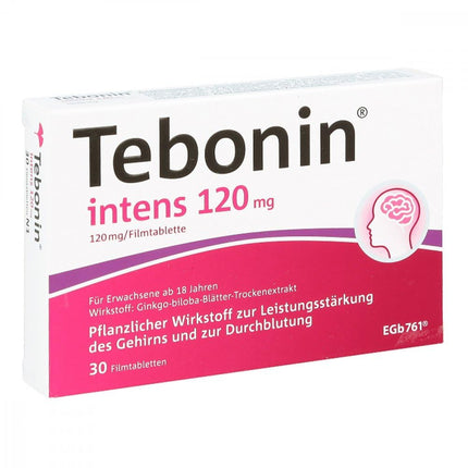 Tebonīna intensitāte 120 mg | 30 gabali | akūta un hroniska tinīta ārstēšanai* | augu izcelsmes zāles ar ginkgo biloba ekstraktu | palīdz pret troksni ausīs* un reiboni | ar īpašu ginkgo ekstraktu