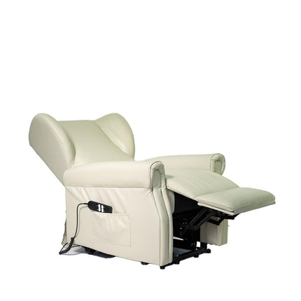 POLTRONE ITALIA Vanessa Leather 2 Motors PERSONALIZĒTS TV krēsls ar elektrisko piecelšanās palīglīdzekli Medicīnas ierīce 4 riteņi Mikroatsperu sēdeklis Netīrumus atgrūdošs senioru krēsls Relaksējošs krēsls Bēšs