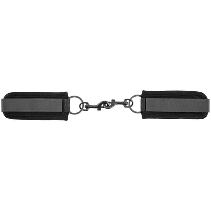 Obaie mīkstās aproces - poliestera un metāla rokudzelži - BDSM rotaļlietas iesācējiem - rokudzelžu seksa gulta - erotiski rokudzelži pāriem - BDSM rokudzelži verdzībai - melni