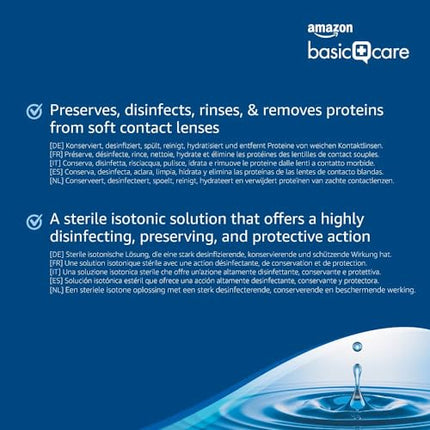Amazon Basic Care universālais kontaktlēcu šķīdums, 2 x 250 ml (ievietojams pastkastītē)