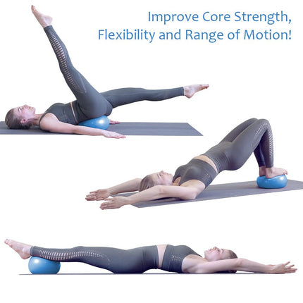 flintronic vingrošanas bumba maza Pilates bumba, 25 cm mīksta jogas bumba ar piepūšamu salmiņu, pretplīsuma vingrošanas bumba jogai, Pilates, līdzsvaram, fizioterapijai, stiepšanās vingrinājumiem un korsetes vingrinājumiem