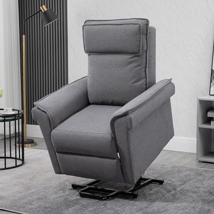 HOMCOM elektriskais atgāžamais krēsls, TV krēsls, masāžas krēsls, atpūtas krēsls ar stāvēšanas palīglīdzekli, relaksējošs krēsls ar atgāžamības funkciju, lina pieskāriens, tērauds, 86 x 95 x 106 cm, pelēks