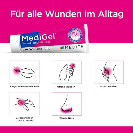 MediGel 20 g brūču dzīšanai - akūtām brūcēm - samazina rētu veidošanos - nelipīgs - hidroaktīvs lipogels ar cinku un dzelzi