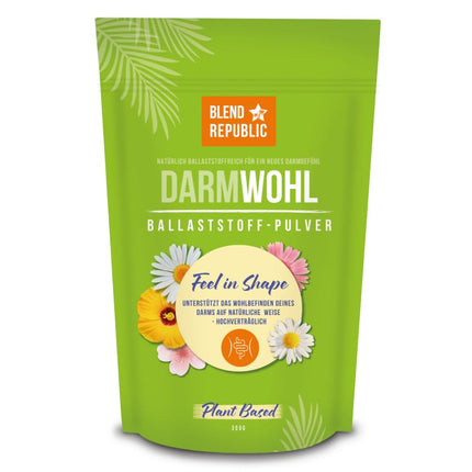 BLEND REPUBLIC® Darmwohl šķiedrvielu pulveris svarīgāko baktēriju celmiem - probiotikas, prebiotikas pulveris - zarnu floras veidošanai, vegāns, 300g
