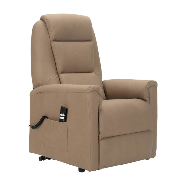 POLTRONE ITALIA Rebecca 2 Motors PERSONALIZĒTS TV krēsls ar stāvēšanas palīglīdzekli Medicīnas ierīce 2 riteņi Mikro atsperu sēdeklis Mākslīgā āda Kamielkrāsas
