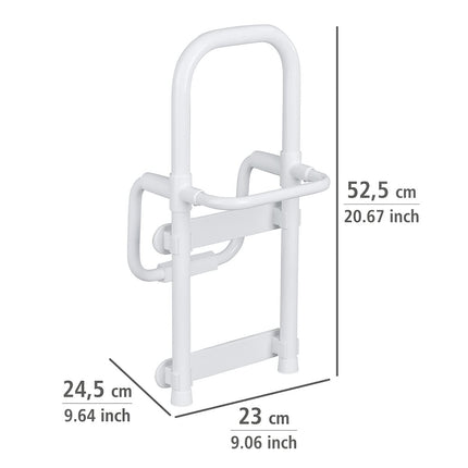 WENKO Secura vannas iekāpšanas palīglīdzeklis, celtspēja līdz 150 kg, izturīgs alumīnijs/plastmasa, 23 x 52 x 22,5–39 cm, balts