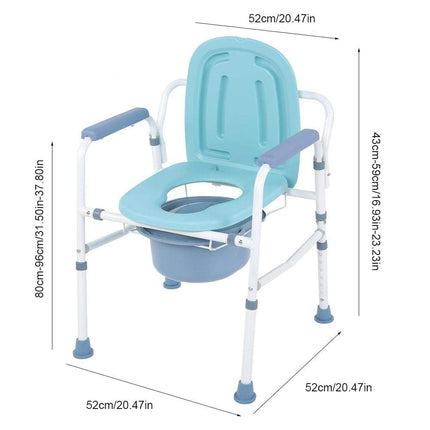 Tualetes krēsls Salokāms tualetes pods Ergonomisks sēdeklis ar roku balstiem Dušas krēsls ar spaini Naktsskapītis Tualetes krēsls ar tualetes poda roku un neslīdošu kāju pamatni, ideāli piemērots vecāka gadagājuma cilvēkiem ar invaliditāti