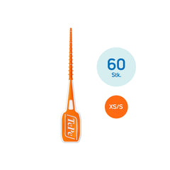 TePe EasyPick zobu kociņi, oranži, ISO XS-S, 60 gab., efektīva starpzobu tīrīšana, izturīgs zobu kociņš mazām spraugām