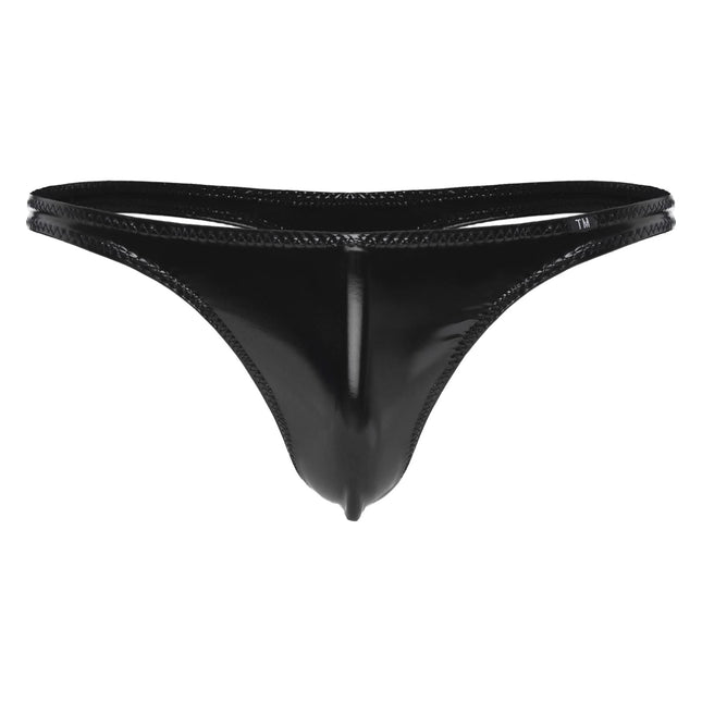 iiniim vīriešu mini mikro stringbiksītes ar mitra izskata G-string biksītēm, mini biksītes, lakotas ādas bikini biksītes, apakšveļa, D, melna, XL