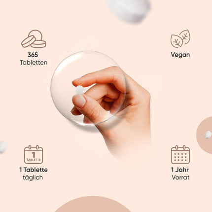 K2 vitamīna MK7-365 vegāniskās tabletes - 200µg devā - 100% trans-menahinons - 1 gada krājums - K vitamīna uztura bagātinātāji no WeightWorld