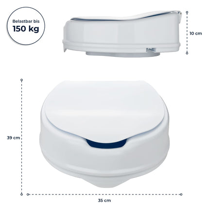 Flexilife paaugstināts tualetes pods ar vāku senioriem - pēc izvēles 10 cm vai 15 cm - tualetes poda paaugstinājums, tualetes poda stiprinājums, tualetes poda paaugstinājums (10 cm)
