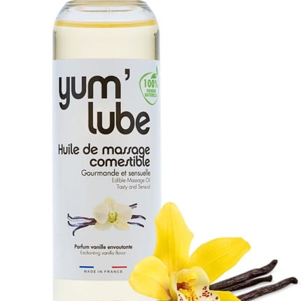 Yum'Lube | Seksa un erotiskā masāžas eļļa eļļa masāžai un intīmai lietošanai | Ķermeņa eļļa ar vaniļu | Masāžas eļļa intīmai eļļai, kas piemērota kā seksa eļļa | Masāžas eļļa intīmajai zonai un masāžas eļļa seksam intīmajā zonā