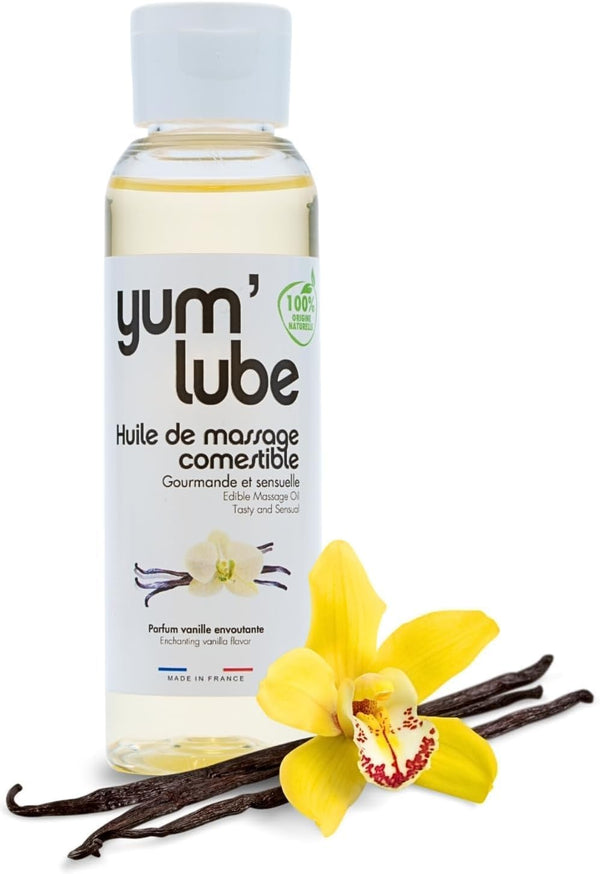 Yum'Lube | Seksa un erotiskā masāžas eļļa eļļa masāžai un intīmai lietošanai | Ķermeņa eļļa ar vaniļu | Masāžas eļļa intīmai eļļai, kas piemērota kā seksa eļļa | Masāžas eļļa intīmajai zonai un masāžas eļļa seksam intīmajā zonā