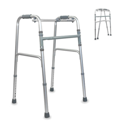 Mobiclinic®, staigāšanas palīglīdzeklis, staigāšanas rāmis, šaurs, stabils, salokāms, 4 gumijas pēdas, izgatavots no alumīnija, viegls, Eiropas zīmols, regulējams augstums, ergonomiski rokturi, tikai 2,5 kg, sudraba, modeļa kolonna