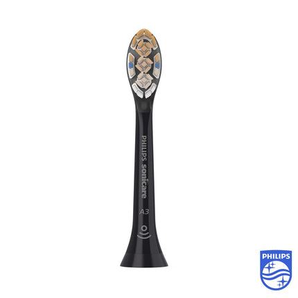 Philips Sonicare Original A3 Premium All-in-One standarta Sonic zobu birstes uzgaļi - 2 gab. iepakojumā, melnā krāsā (modelis HX9092/11)