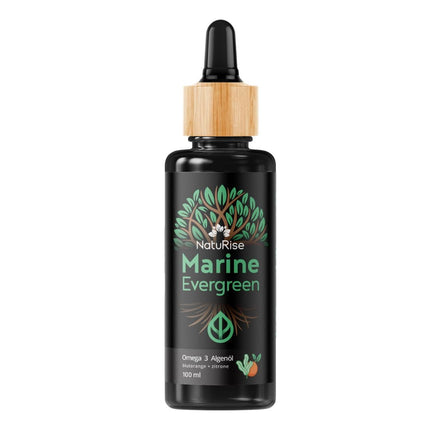 NatuRise® Omega 3 vegāns - aļģu eļļa - 1884 mg DHA, EPA un DPA - augsta deva - 100 ml - laboratoriski pārbaudīts - triglicerīdu veidā - pipete ar dozēšanas skalu - UV stikls (asins apelsīns + citrons)