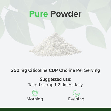 Citicoline CDP-holīna pulveris 25g – kognitīvo funkciju un atmiņas atbalsts – tīras sastāvdaļas, bez ĢMO un glutēna, ko ražo Raw Powders