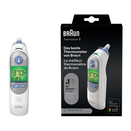 Braun ThermoScan 7 ausu termometrs BRAIRT6520 | Vecuma precīzijas tehnoloģija | Krāsu kodēts digitālais displejs | Piemērots mazuļiem un maziem bērniem | Ārstu vidū vadošais zīmols(1)