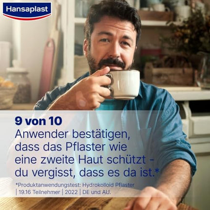 Hansaplast Plaster Second Skin Protection Regular (6 strēmeles), plāns un elastīgs hidrokoloīdais plāksteris ar dziedinošo kapsulu tehnoloģiju, ūdensizturīgs brūču plāksteris ar īpaši spēcīgu fiksāciju vismaz 72 stundas
