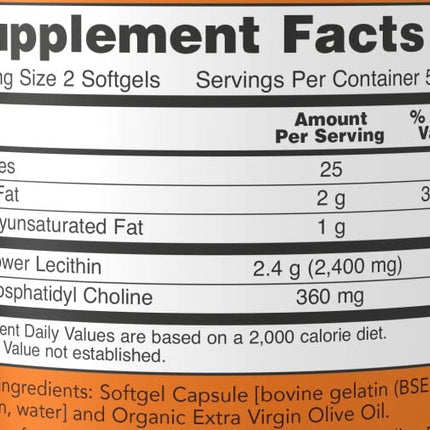 Now Foods, saulespuķu lecitīns, 1200 mg, 100 mīkstās kapsulas